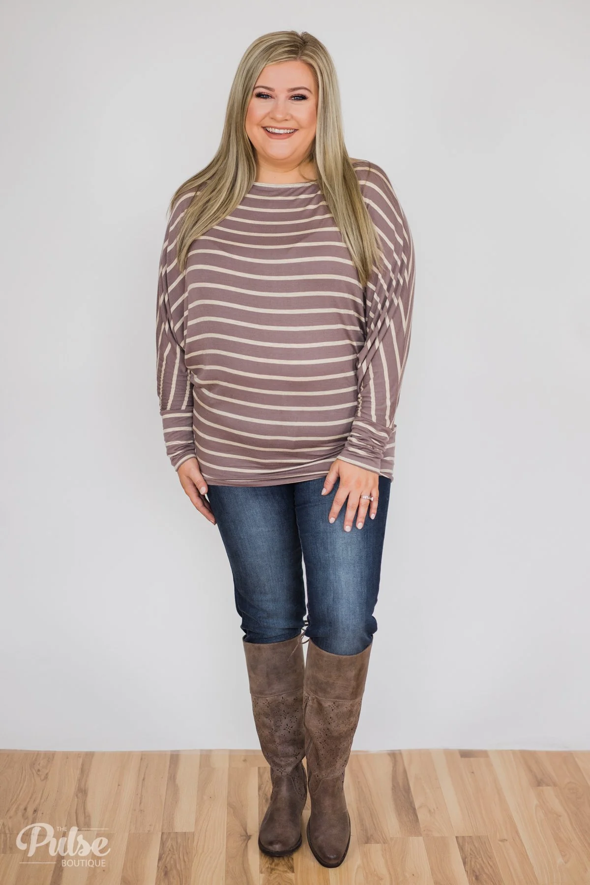 Captivated by Love Striped Top- Purple/Taupe - Image 4