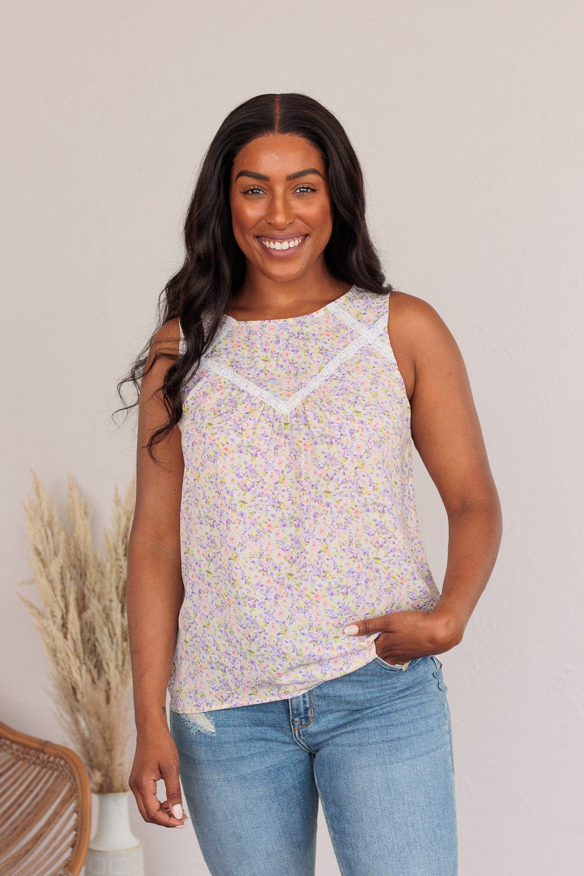 Captivating Blooms Floral Tank- Lilac - Image 2