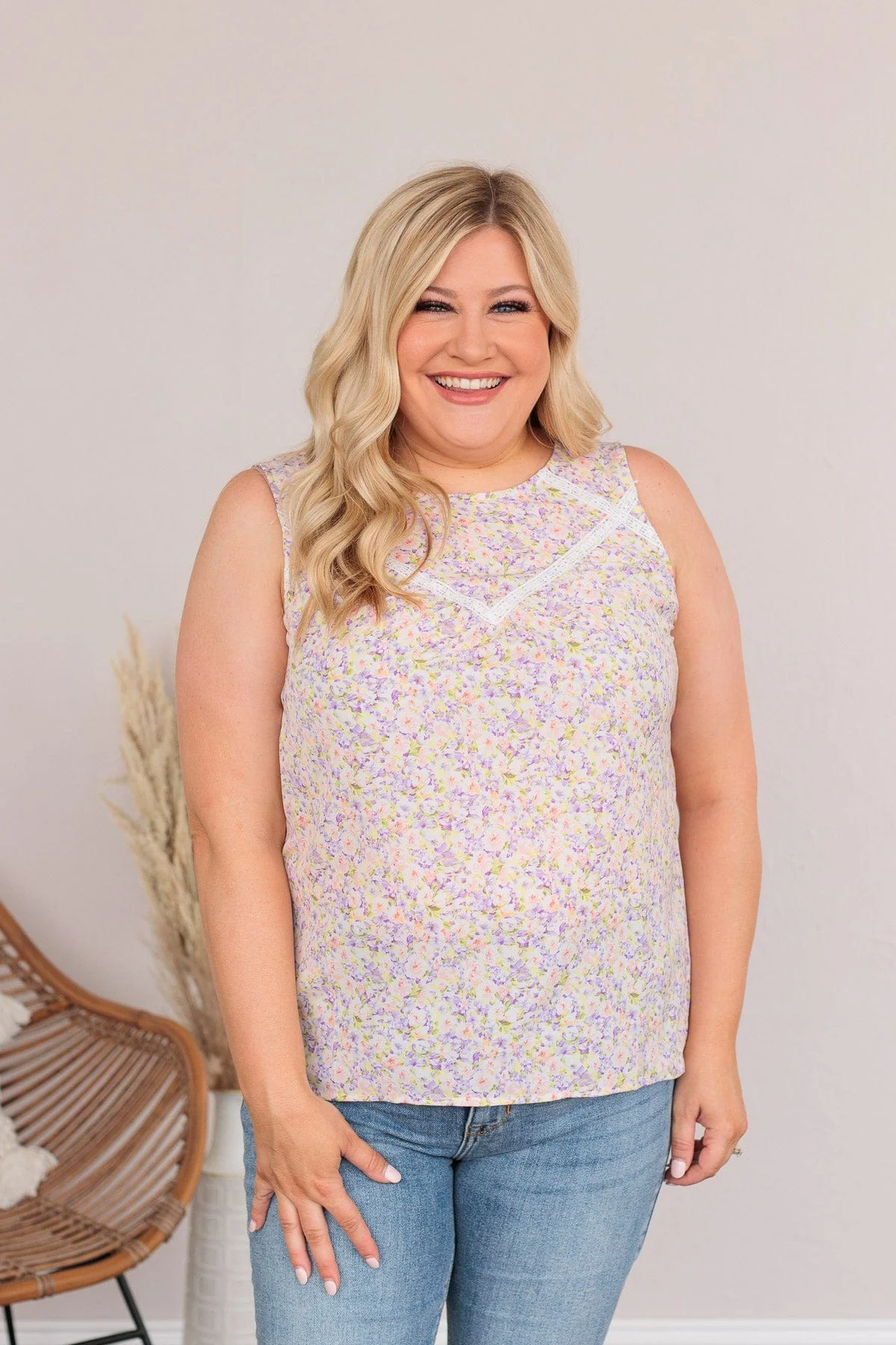 Captivating Blooms Floral Tank- Lilac - Image 6