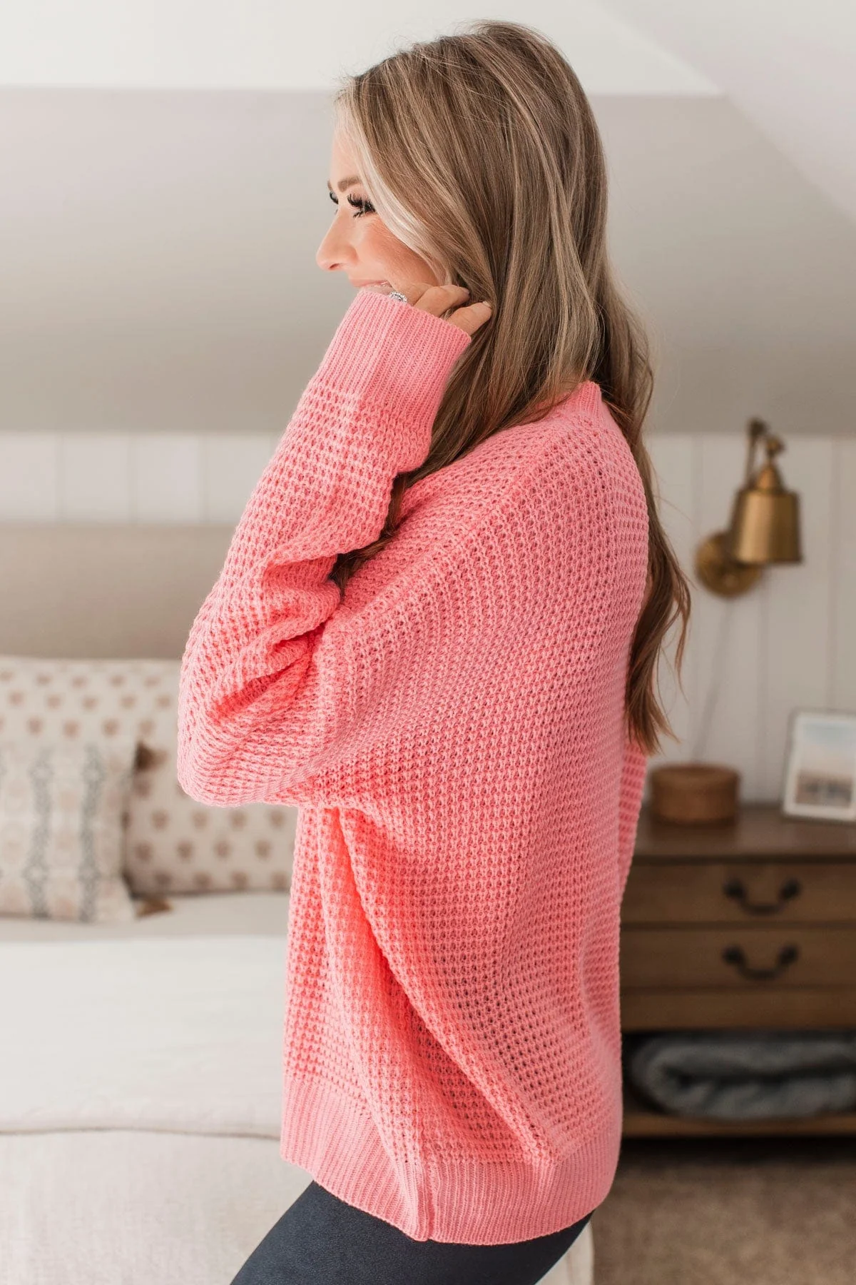 Captivating In Color Knit Sweater- Bright Coral - Image 6