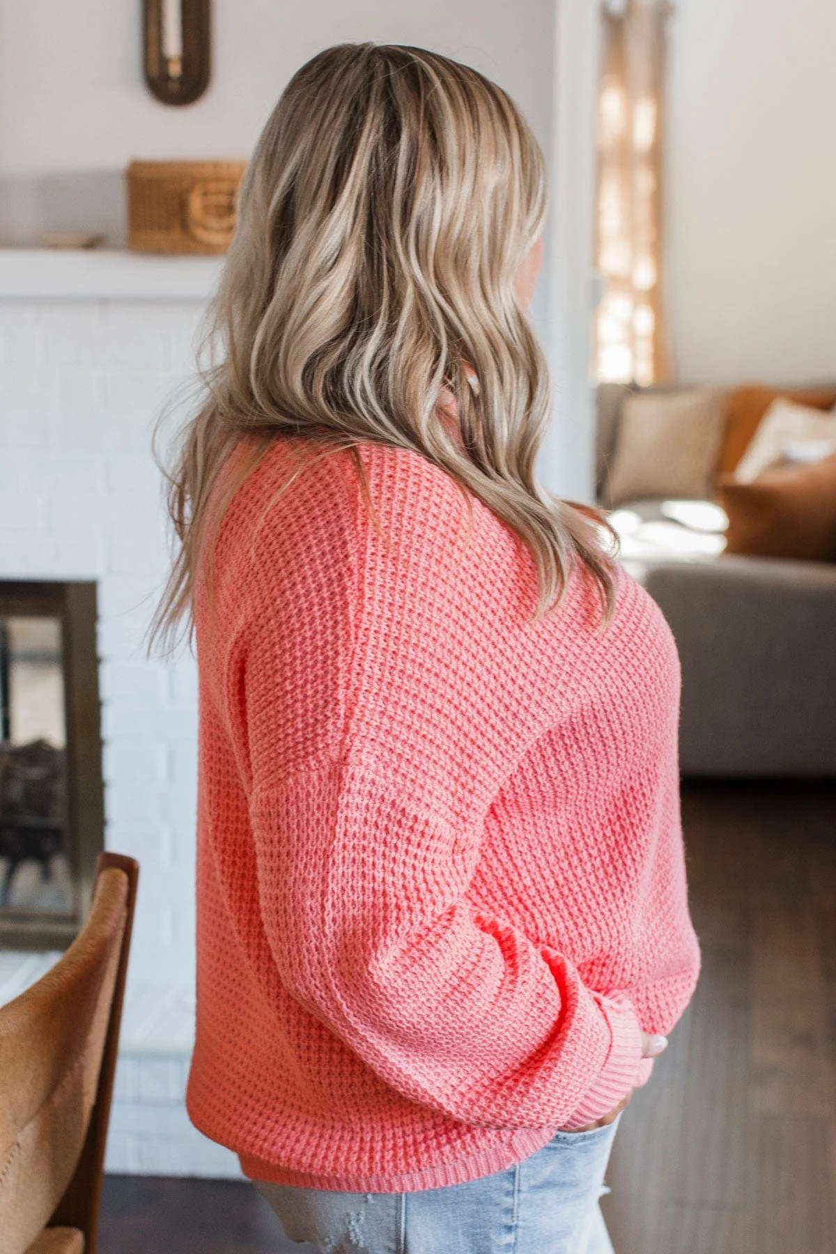 Captivating In Color Knit Sweater- Bright Coral - Image 7
