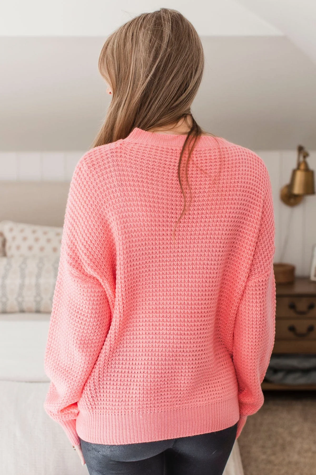 Captivating In Color Knit Sweater- Bright Coral - Image 8