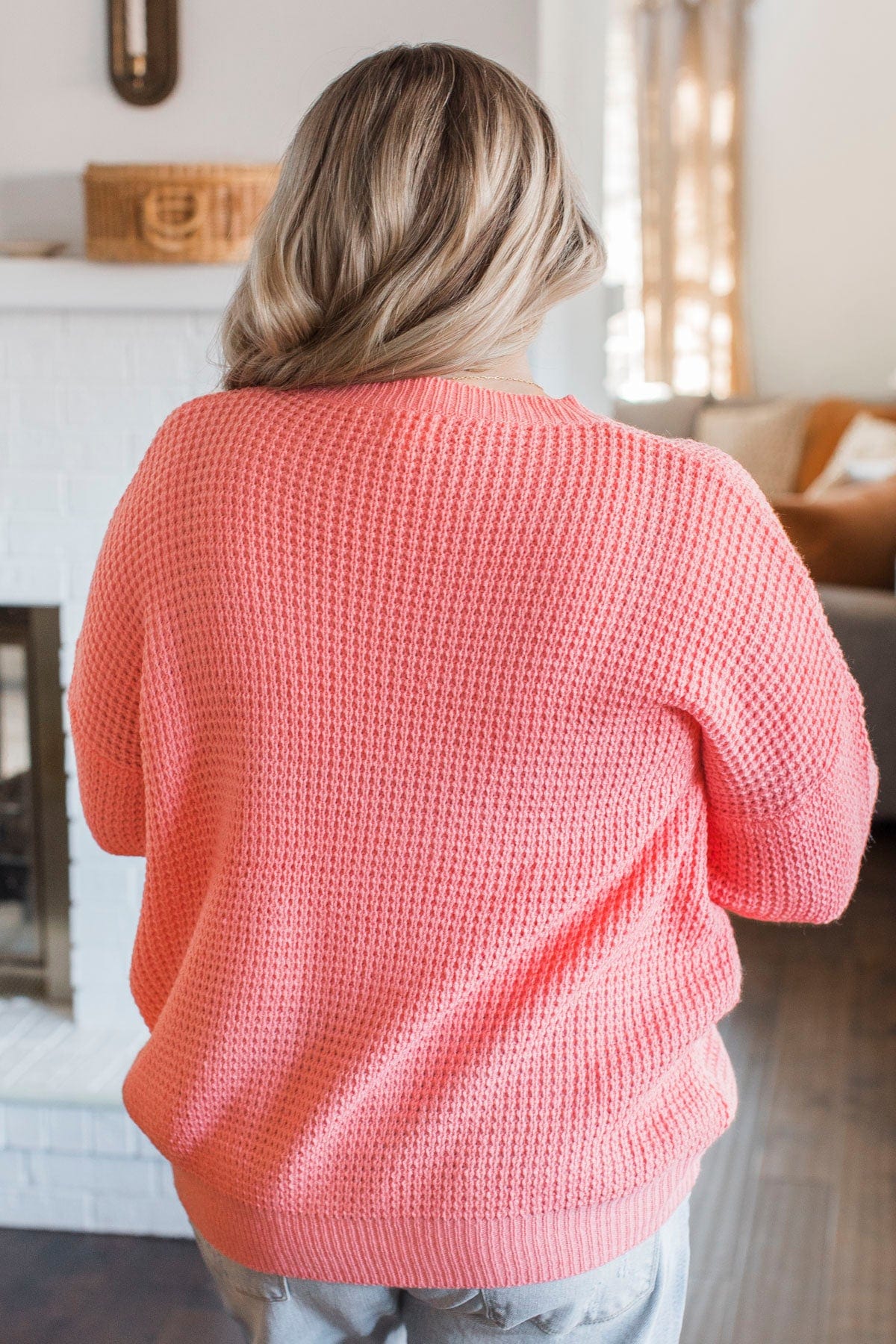 Captivating In Color Knit Sweater- Bright Coral - Image 9