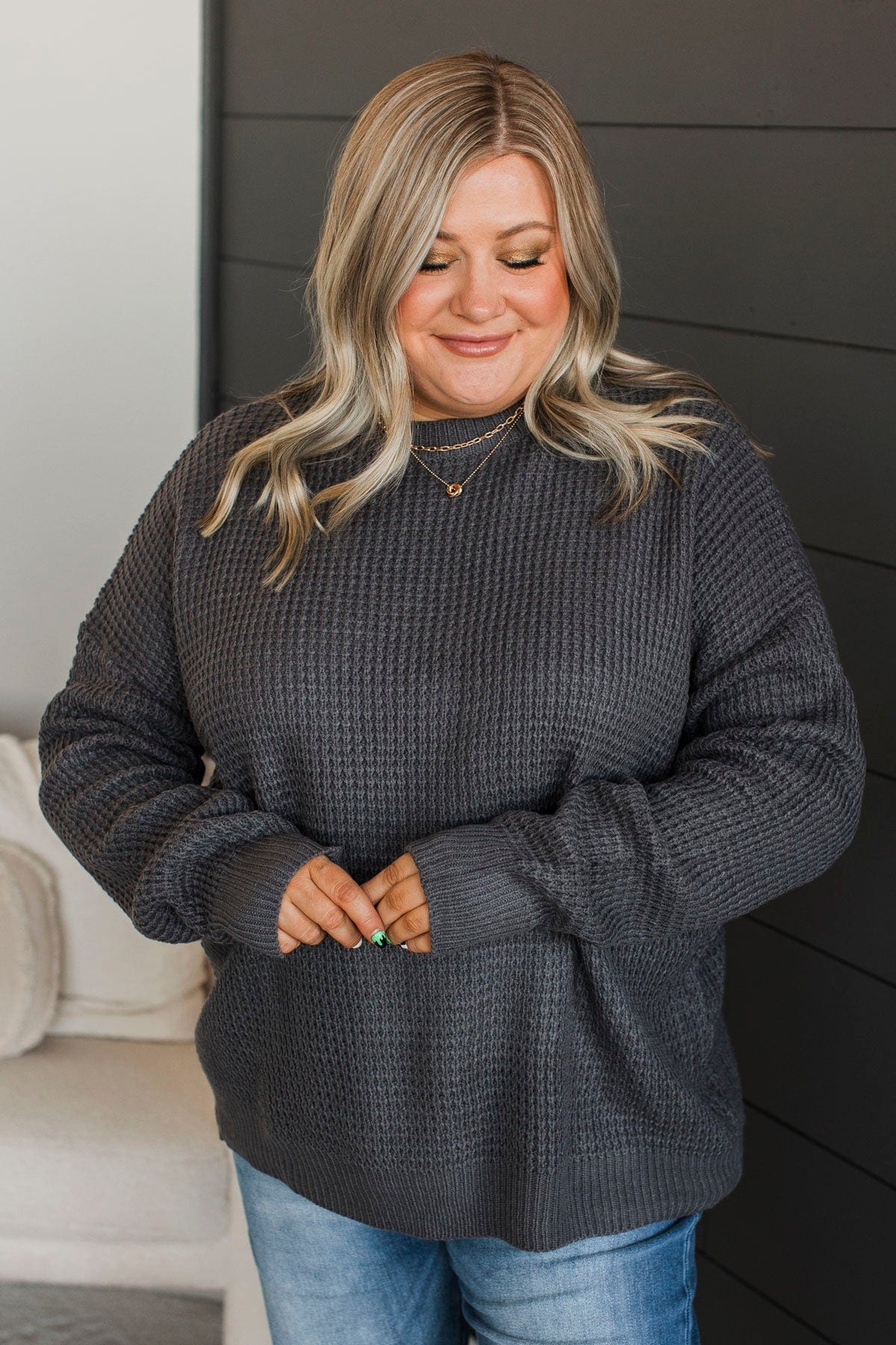 Captivating In Color Knit Sweater- Charcoal - Image 5
