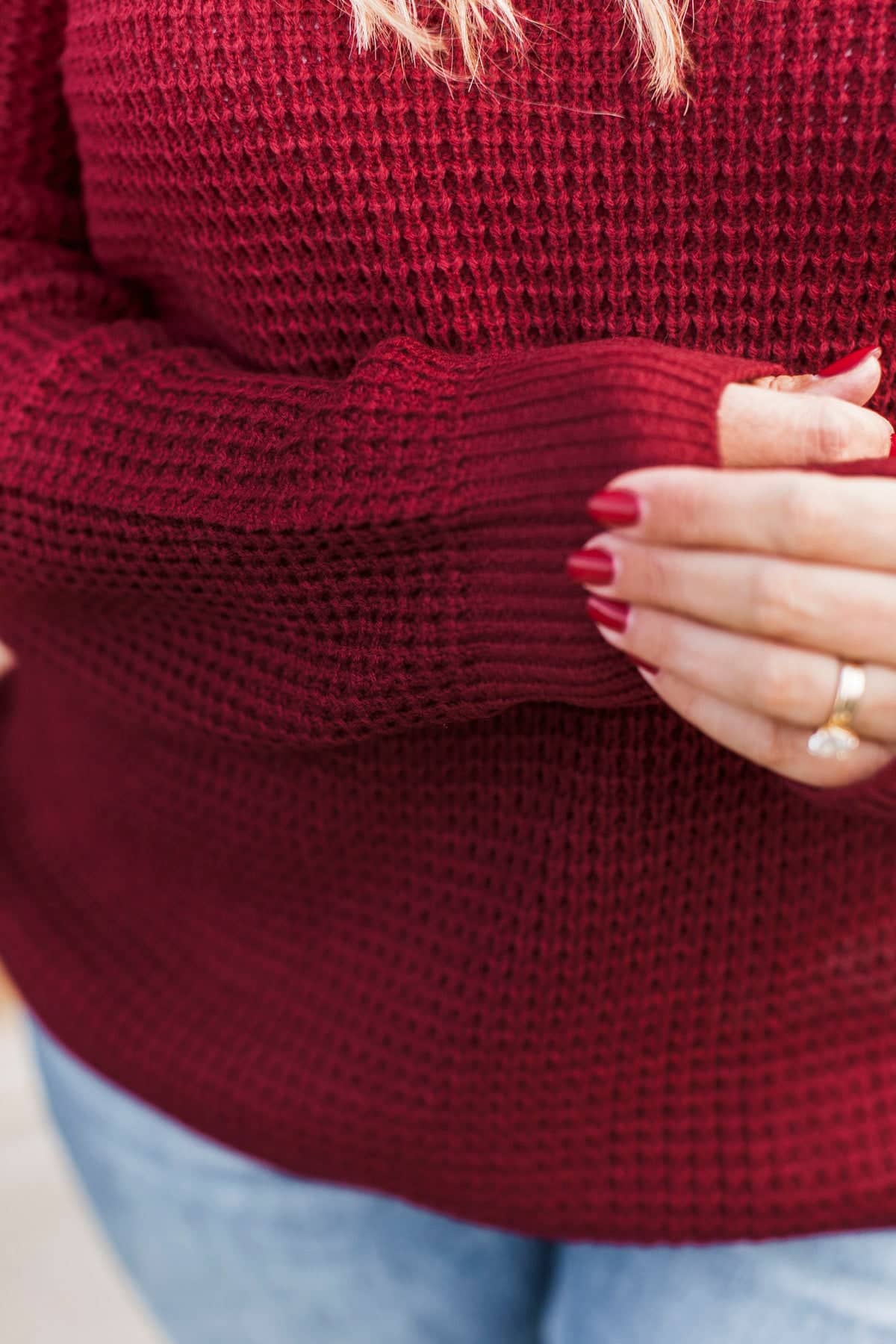 Captivating In Color Knit Sweater- Dark Red - Image 3