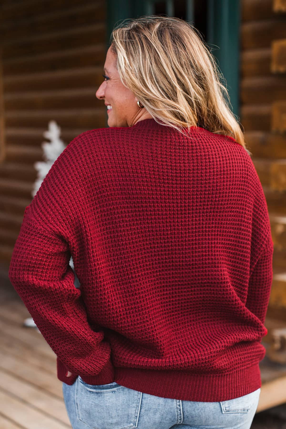 Captivating In Color Knit Sweater- Dark Red - Image 6