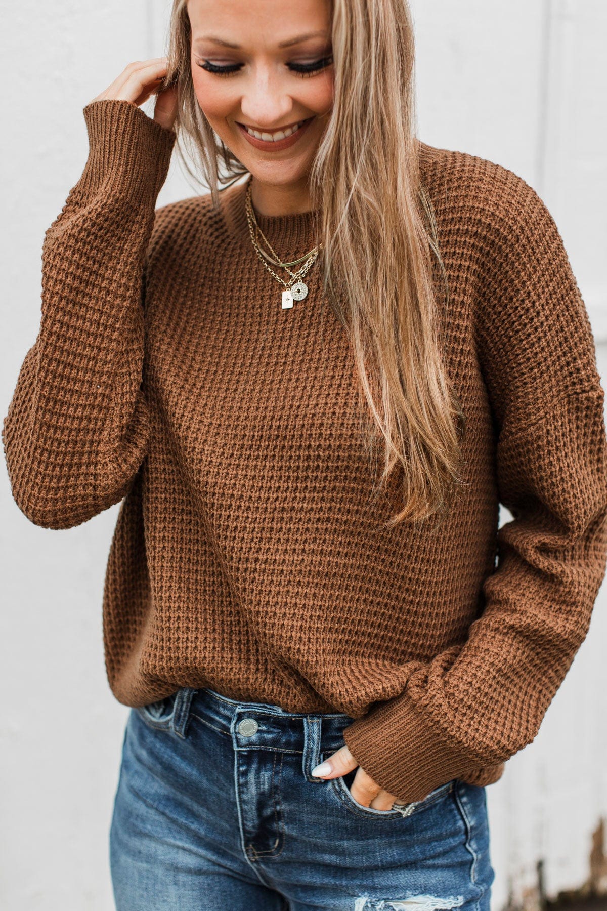 Captivating In Color Knit Sweater- Dark Rust - Image 3