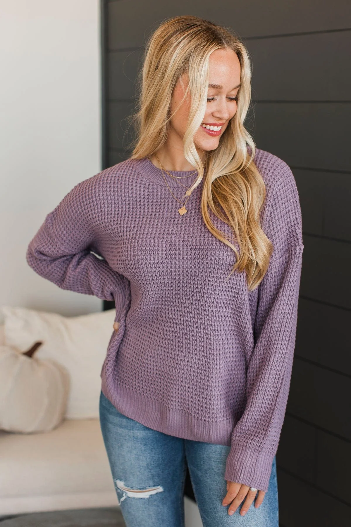Captivating In Color Knit Sweater- Dusty Lavender