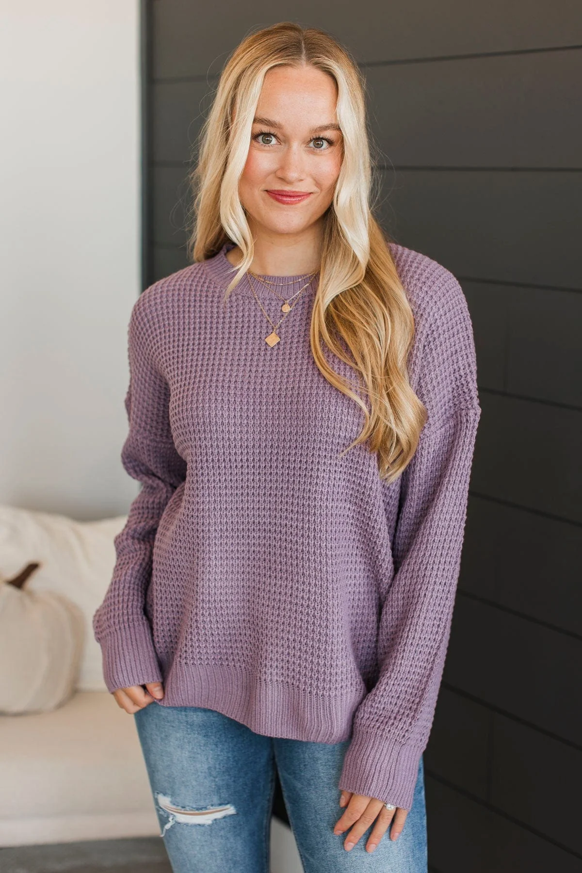 Captivating In Color Knit Sweater- Dusty Lavender - Image 4
