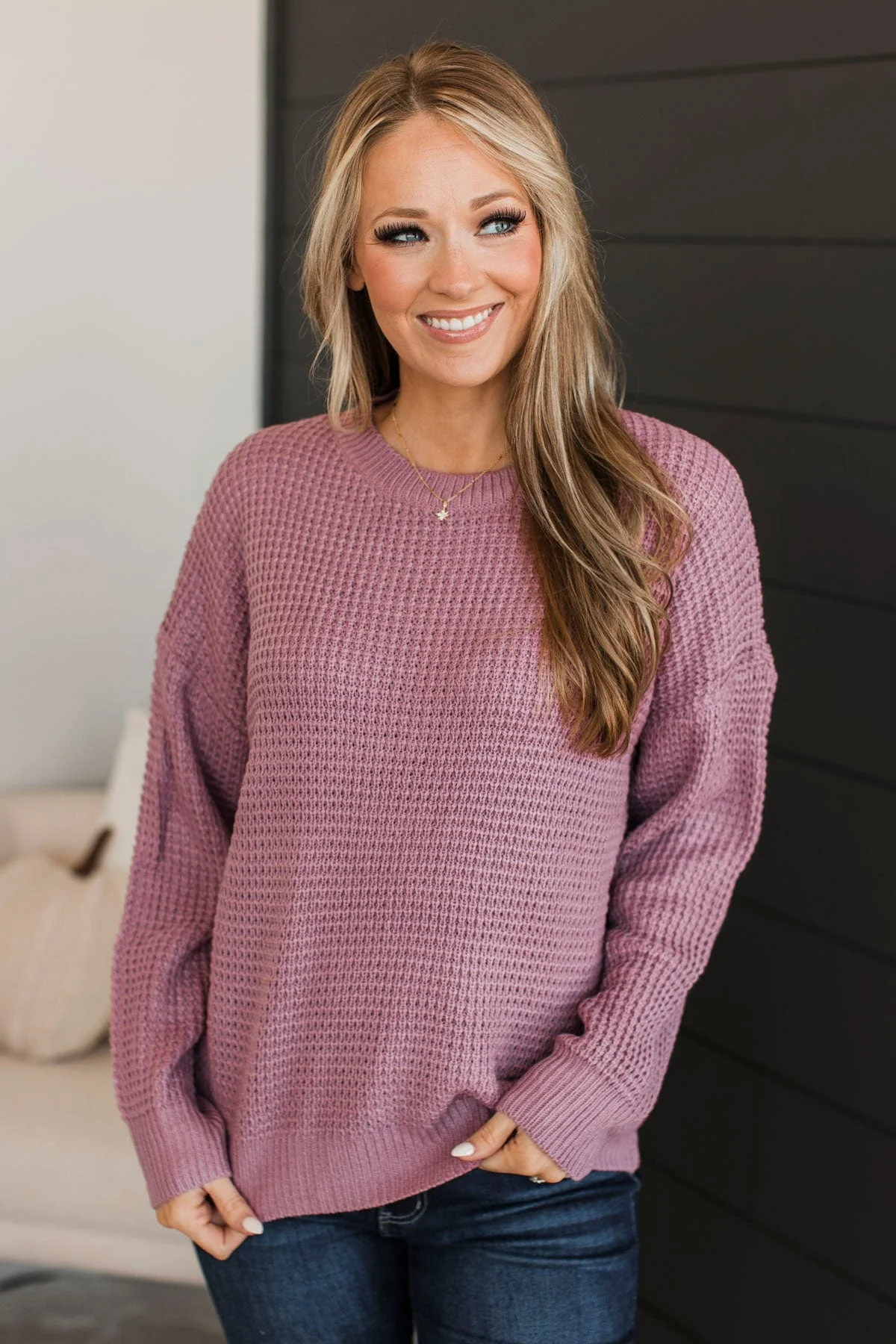 Captivating In Color Knit Sweater- Dusty Rose - Image 3