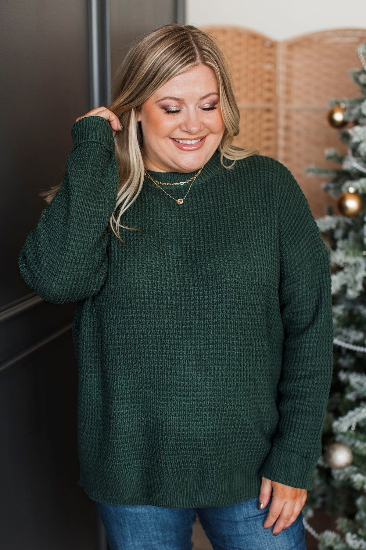 Captivating In Color Knit Sweater- Forest Green - Image 3
