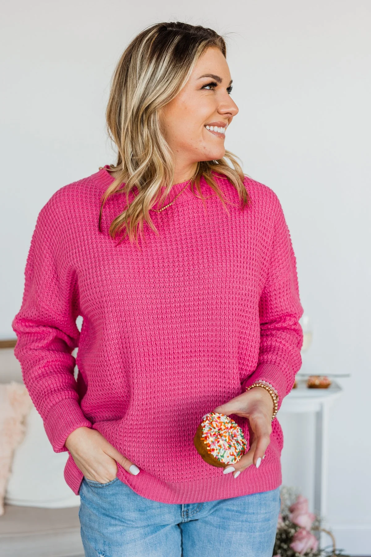 Captivating In Color Knit Sweater- Hot Pink - Image 2