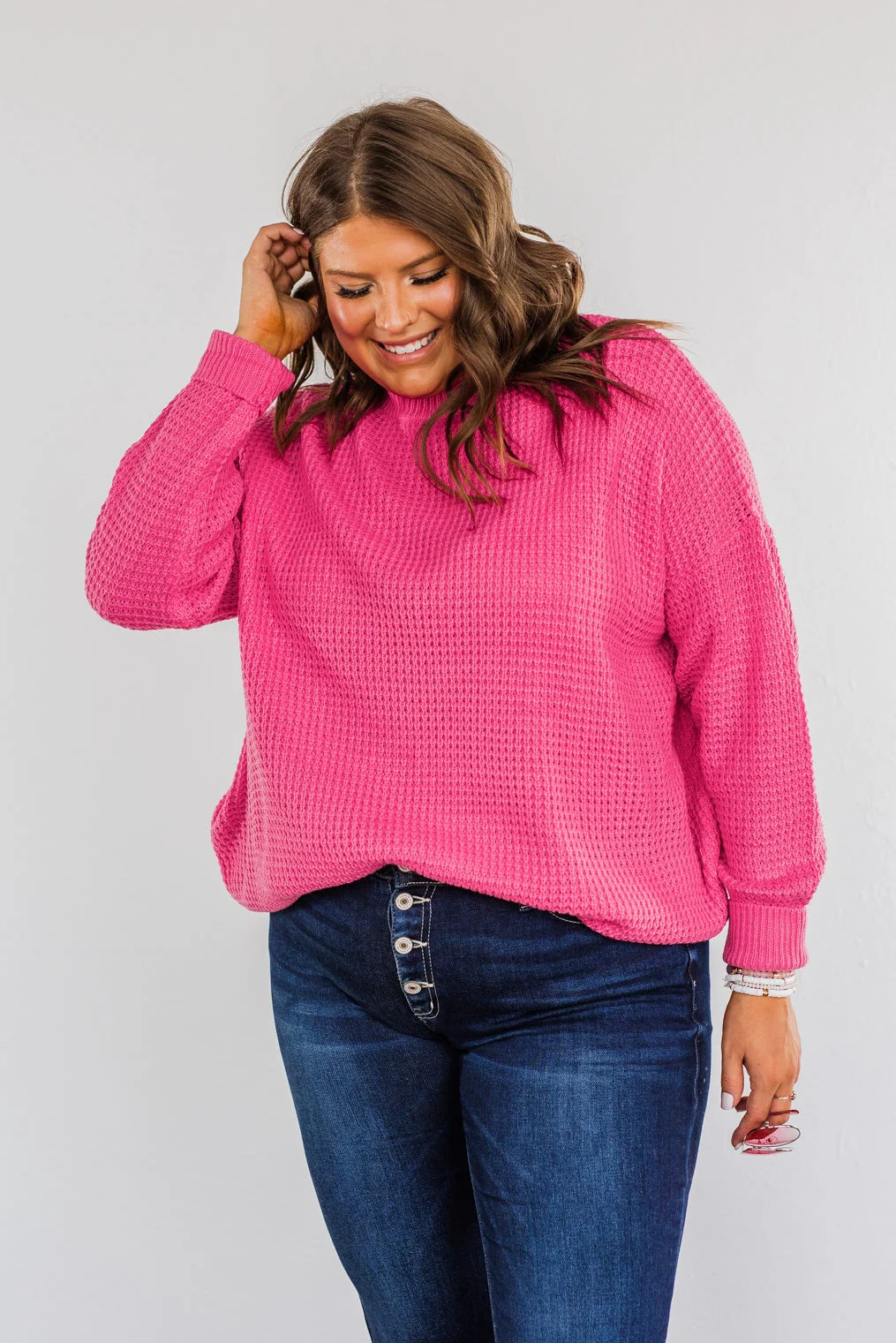 Captivating In Color Knit Sweater- Hot Pink - Image 3