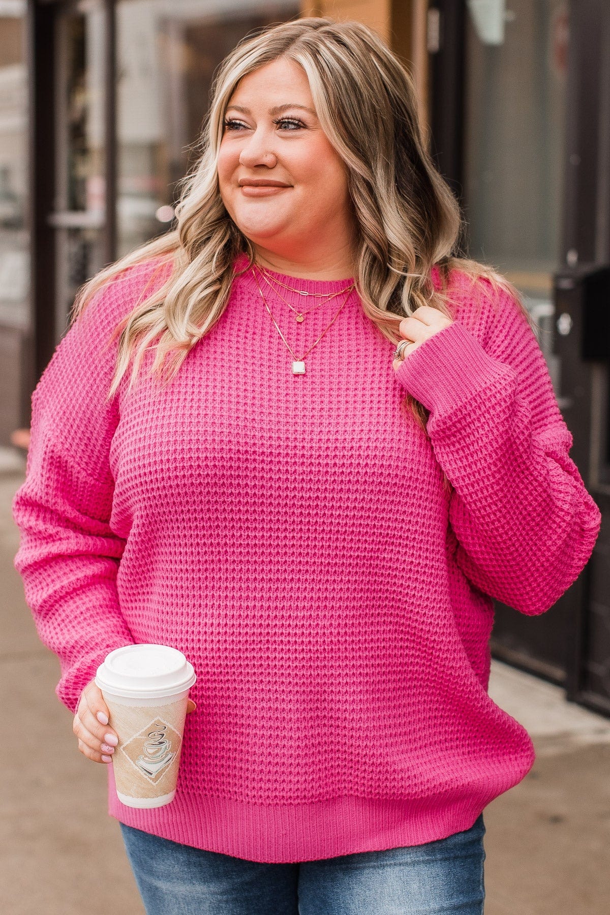 Captivating In Color Knit Sweater- Hot Pink - Image 4
