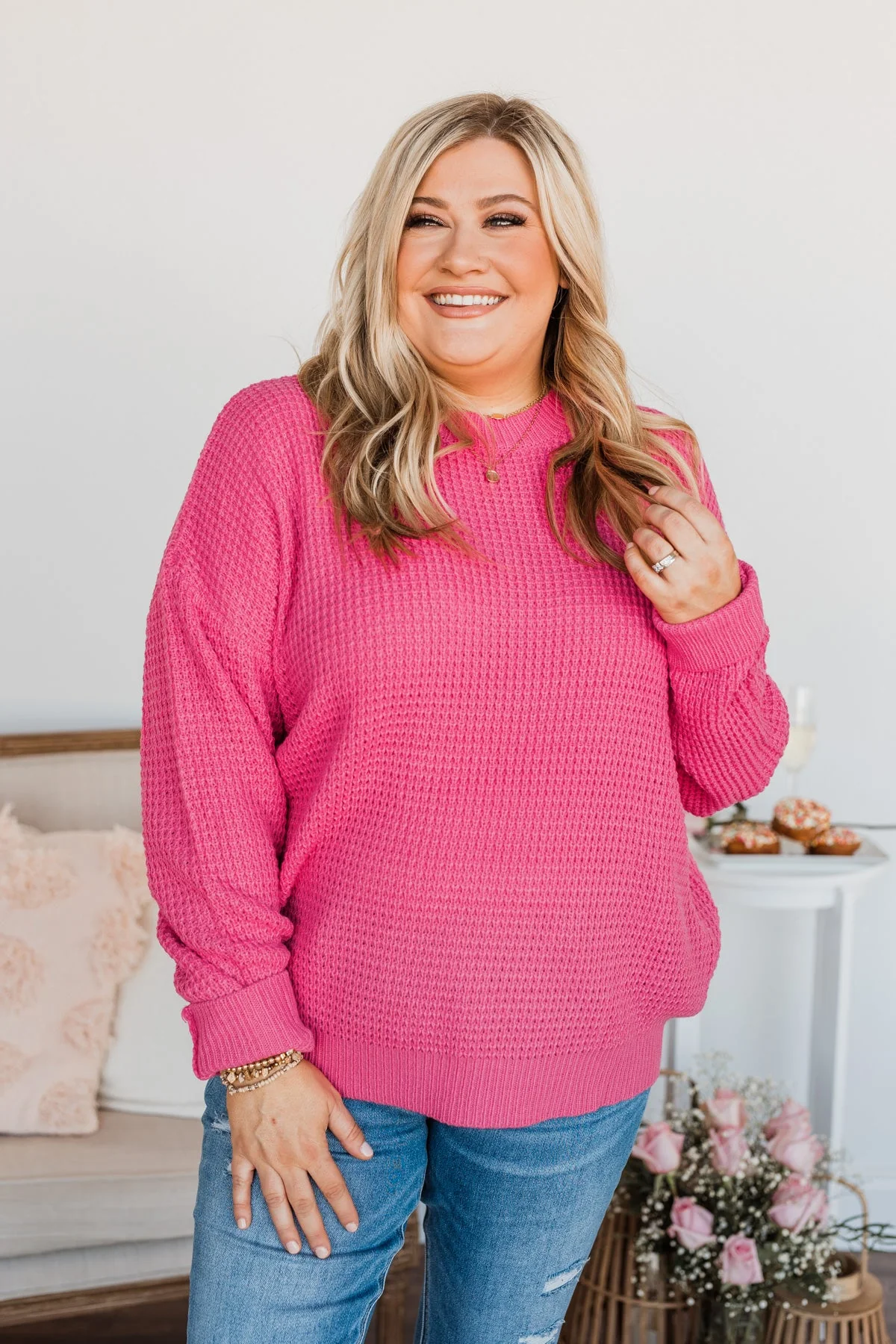 Captivating In Color Knit Sweater- Hot Pink - Image 6