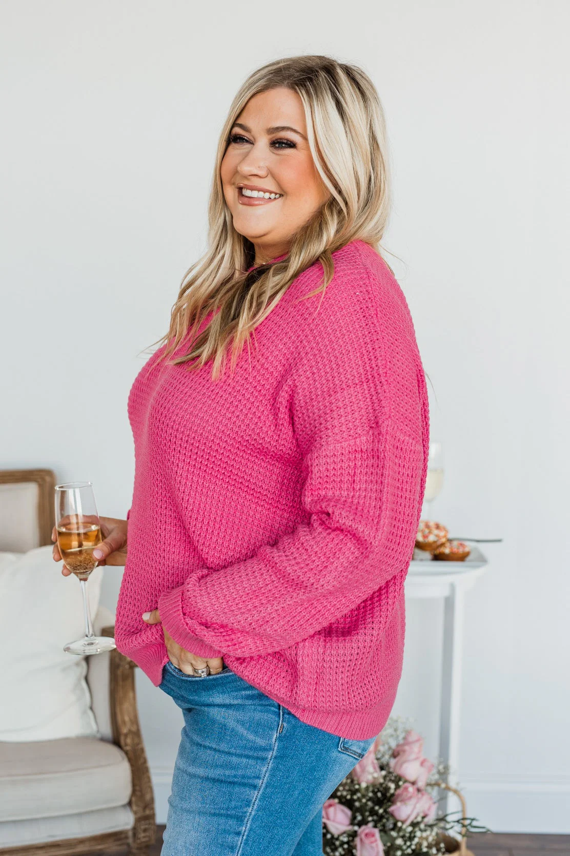 Captivating In Color Knit Sweater- Hot Pink - Image 8