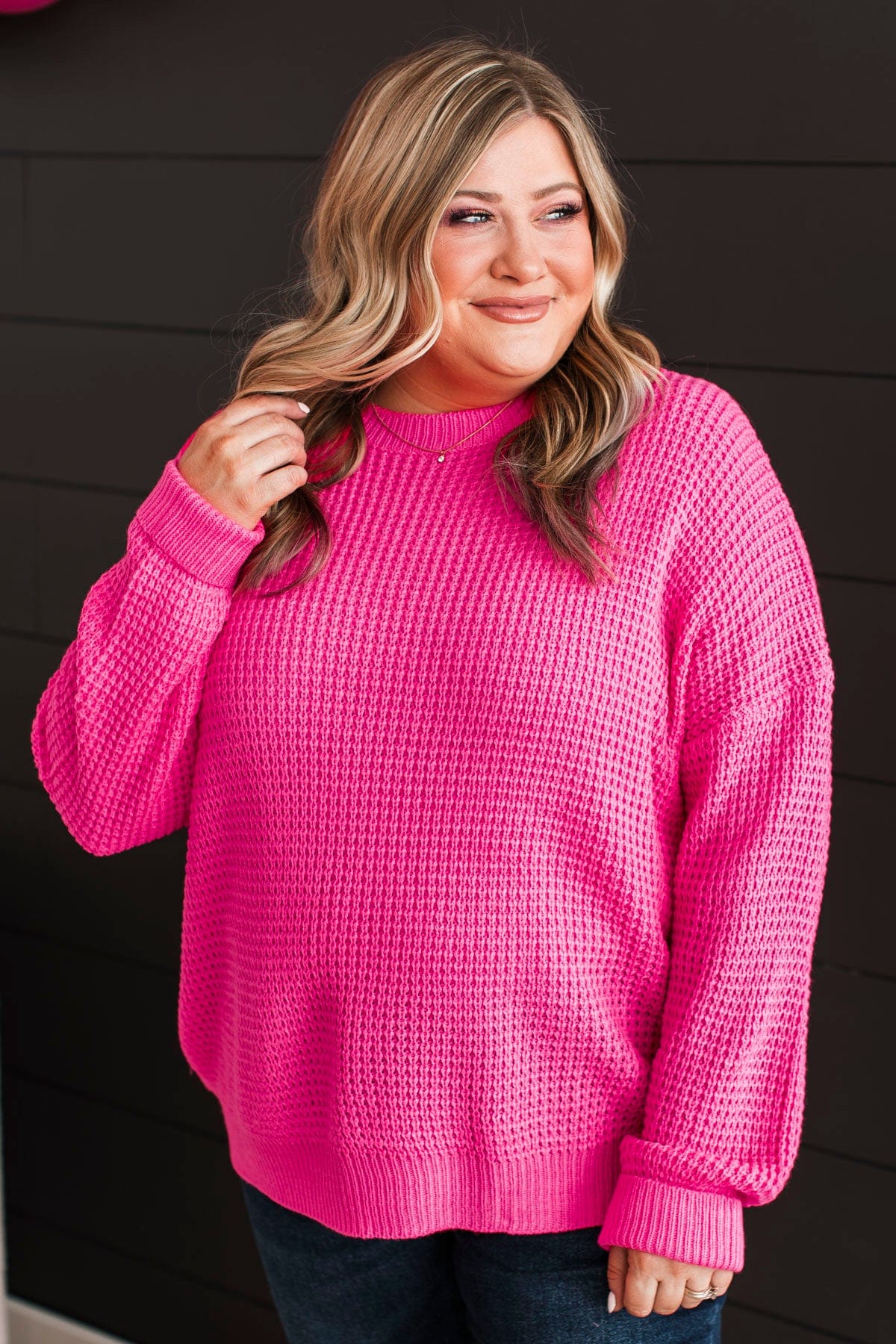 Captivating In Color Knit Sweater- Neon Pink - Image 2