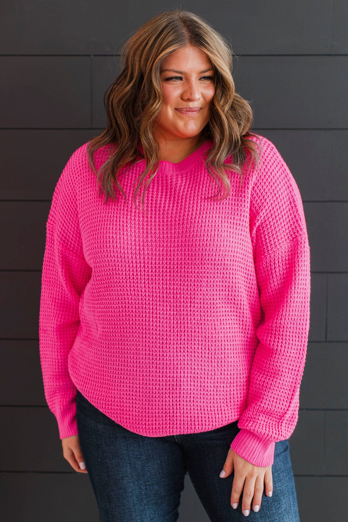 Captivating In Color Knit Sweater- Neon Pink - Image 4