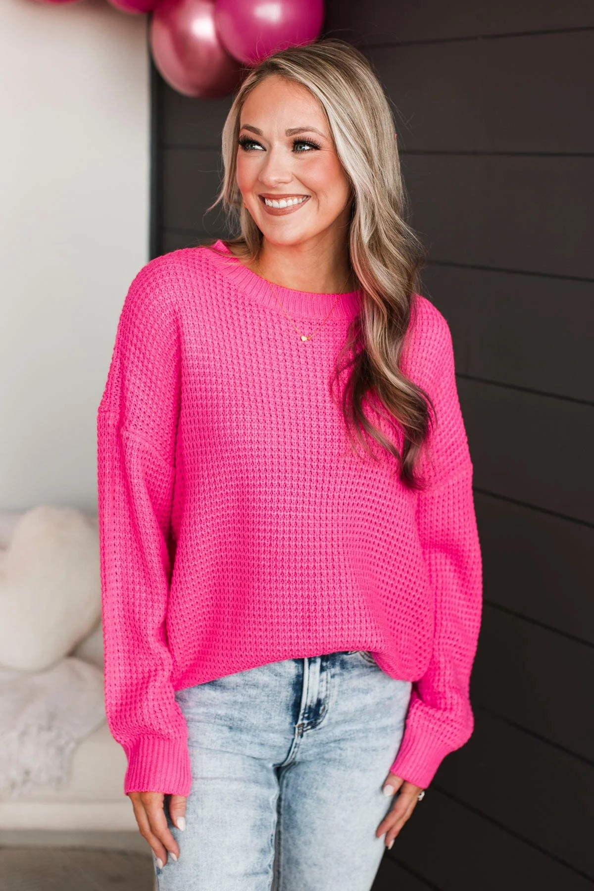 Captivating In Color Knit Sweater- Neon Pink - Image 5