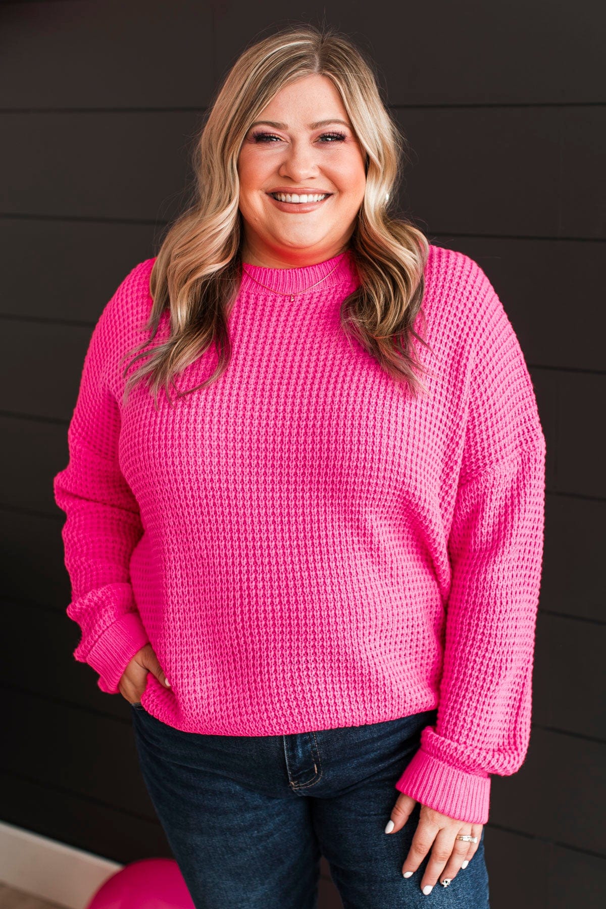 Captivating In Color Knit Sweater- Neon Pink - Image 6