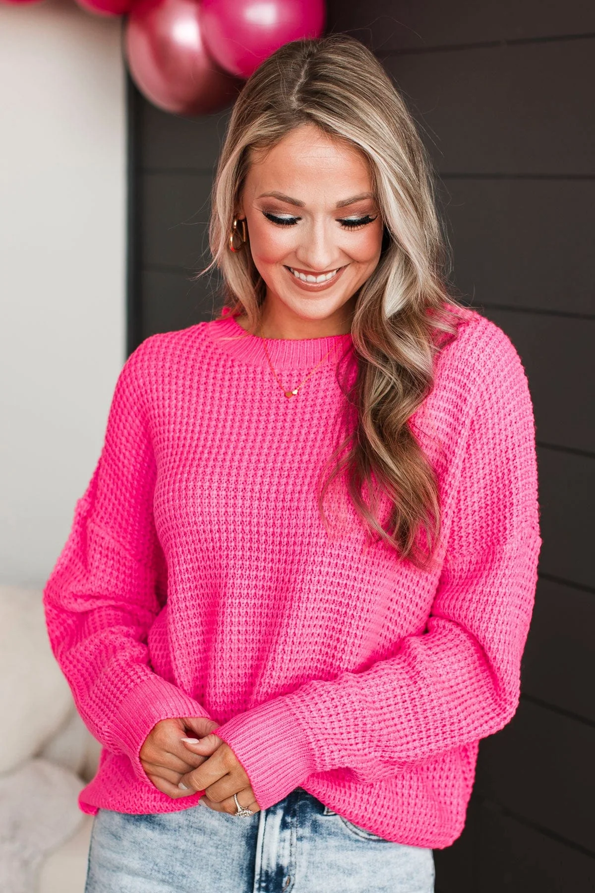 Captivating In Color Knit Sweater- Neon Pink - Image 7