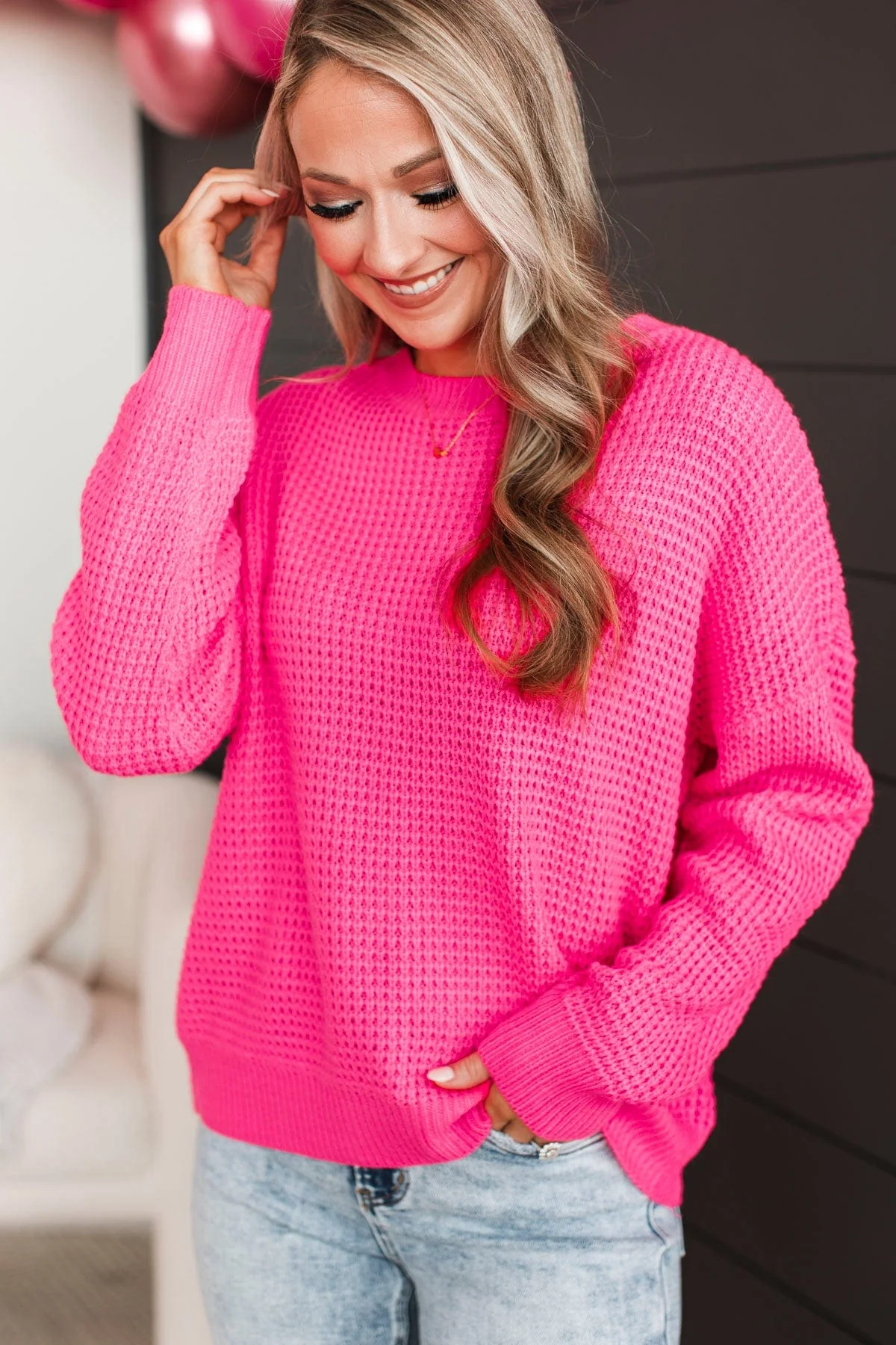 Captivating In Color Knit Sweater- Neon Pink - Image 9