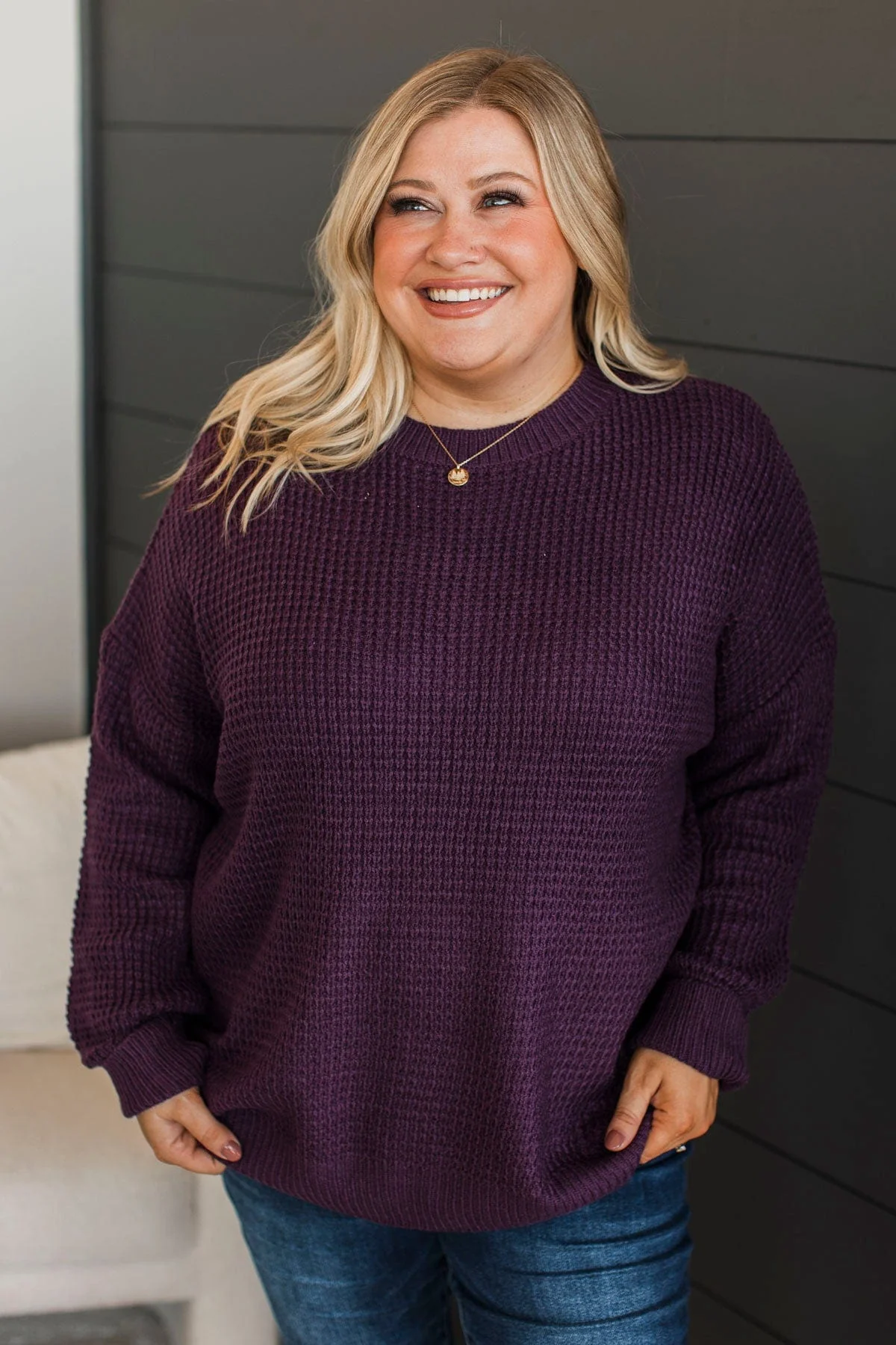 Captivating In Color Knit Sweater- Plum - Image 4