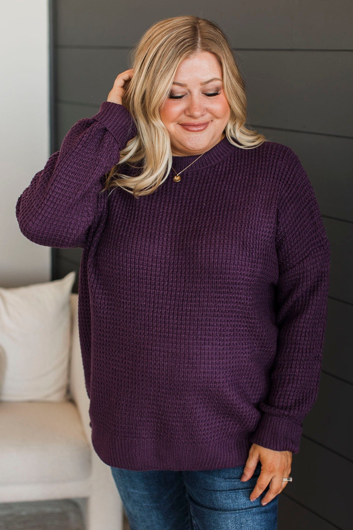 Captivating In Color Knit Sweater- Plum - Image 7