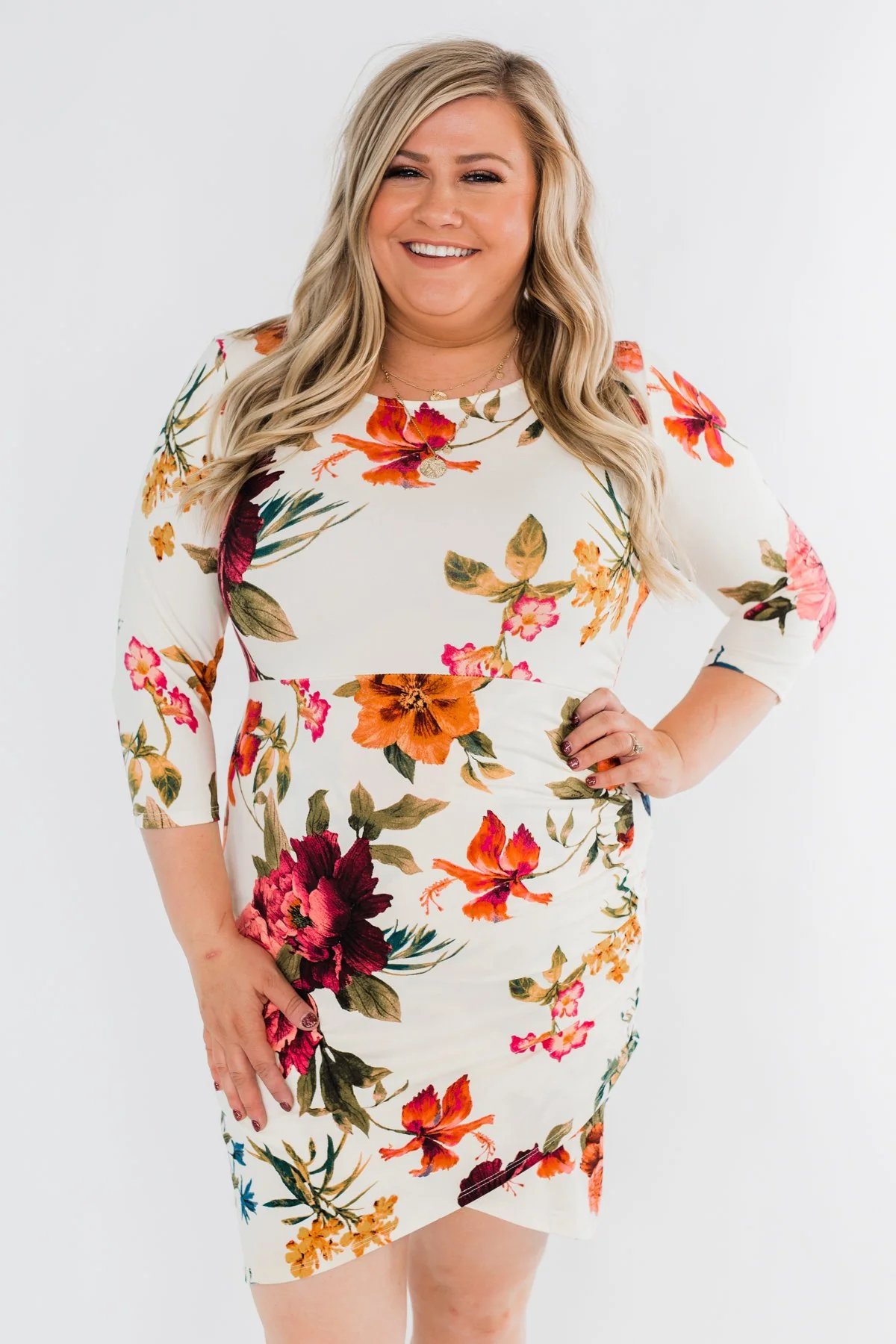 Captivating In Floral Dress- Cream - Image 2