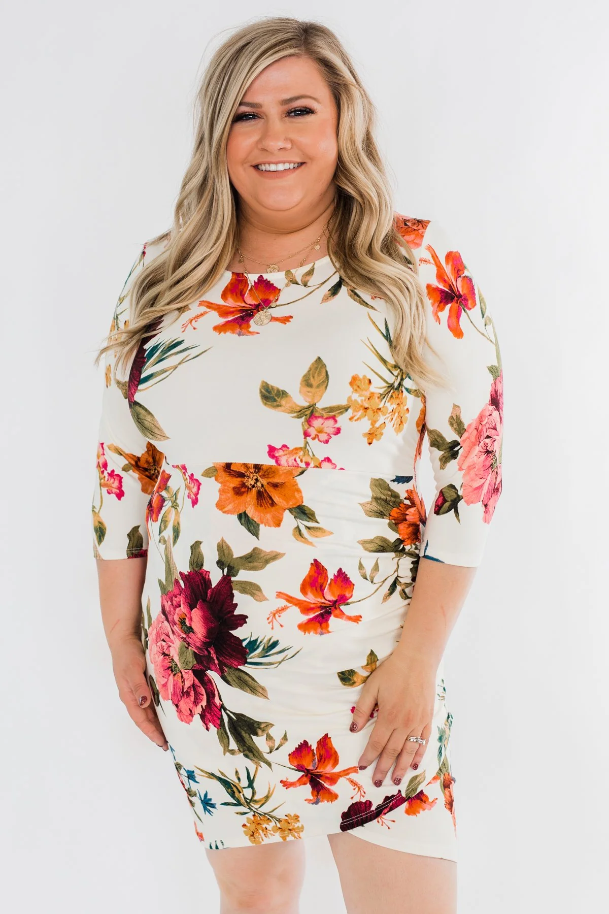 Captivating In Floral Dress- Cream - Image 5