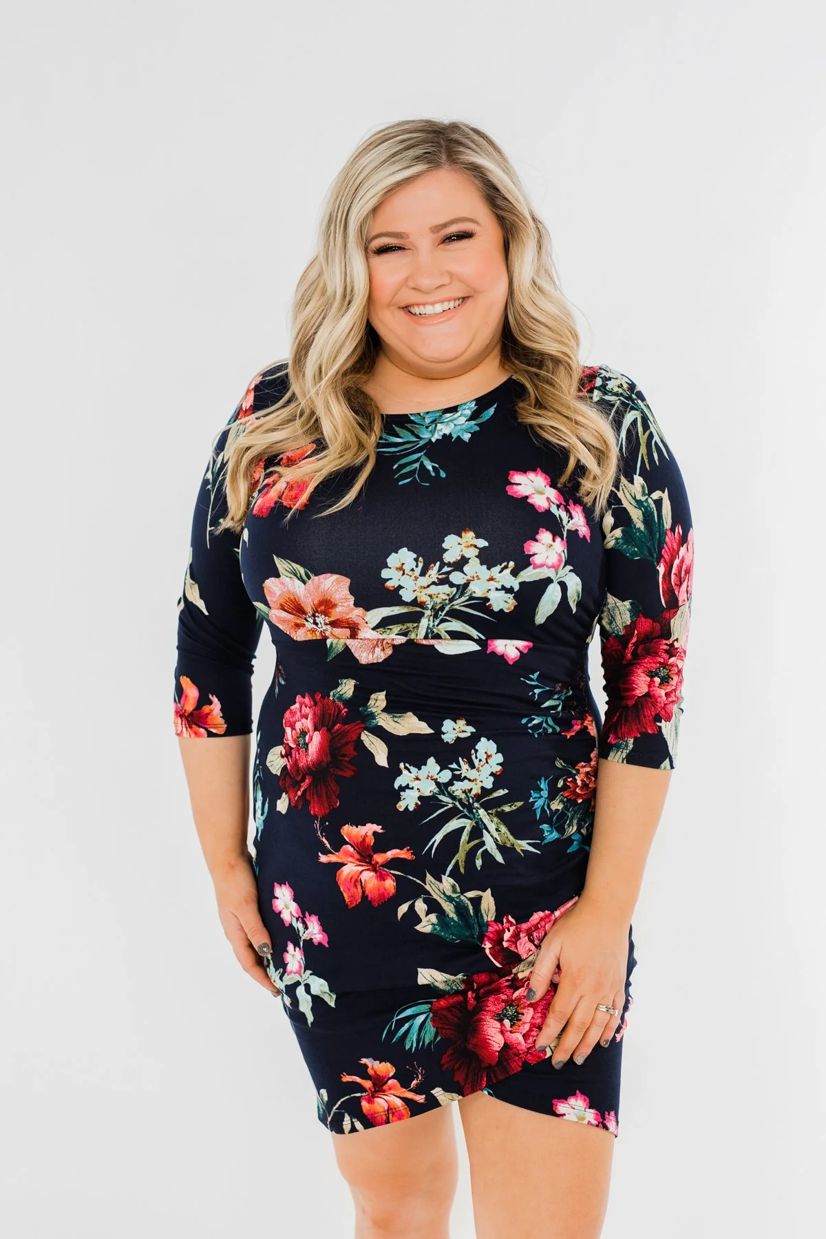 Captivating In Floral Dress- Navy - Image 4