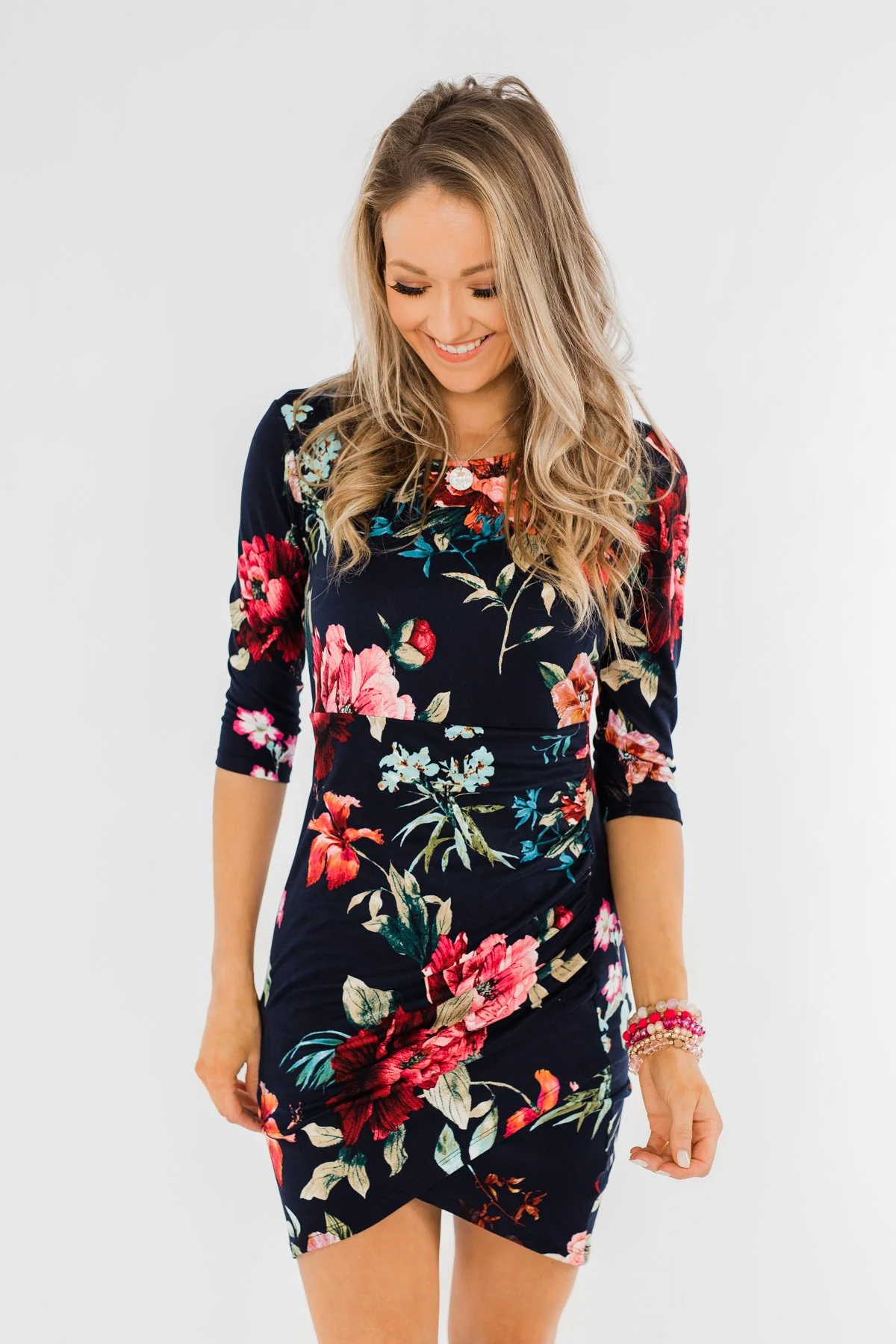 Captivating In Floral Dress- Navy - Image 5
