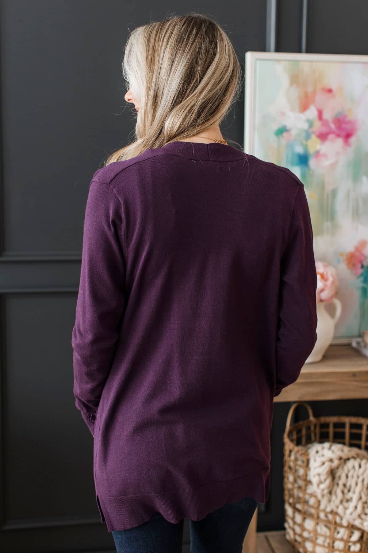 Captured Your Heart Knit Cardigan- Eggplant - Image 8