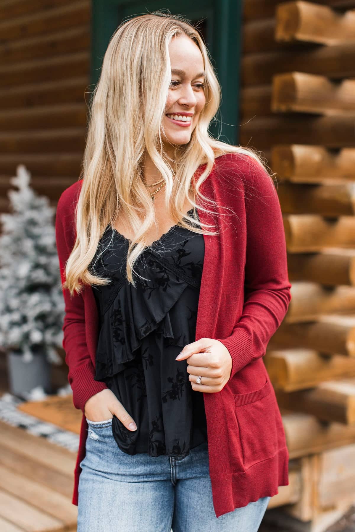 Captured Your Heart Knit Cardigan- Red - Image 2