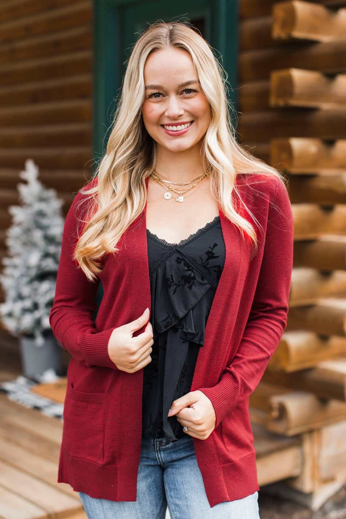 Captured Your Heart Knit Cardigan- Red - Image 3