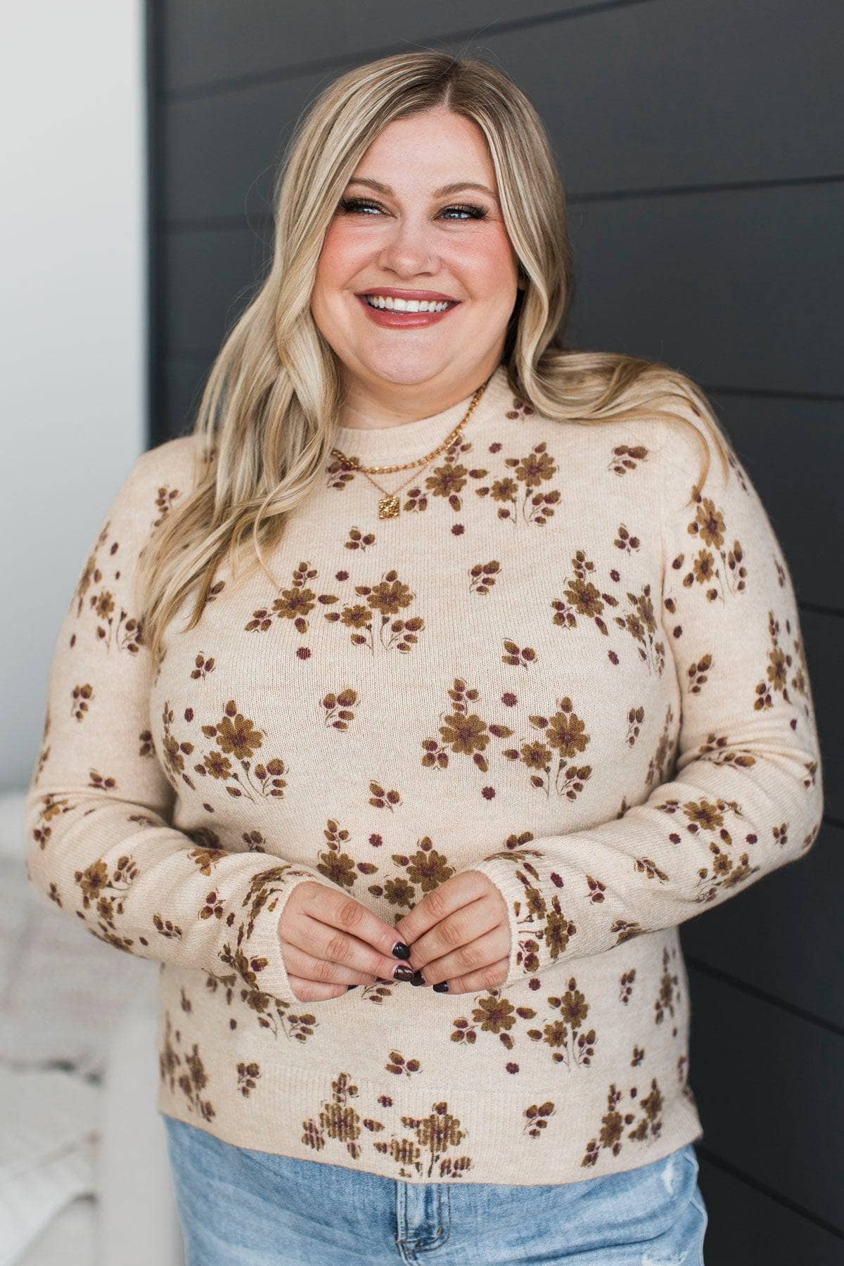 Capturing Forever Floral Knit Sweater- Oatmeal