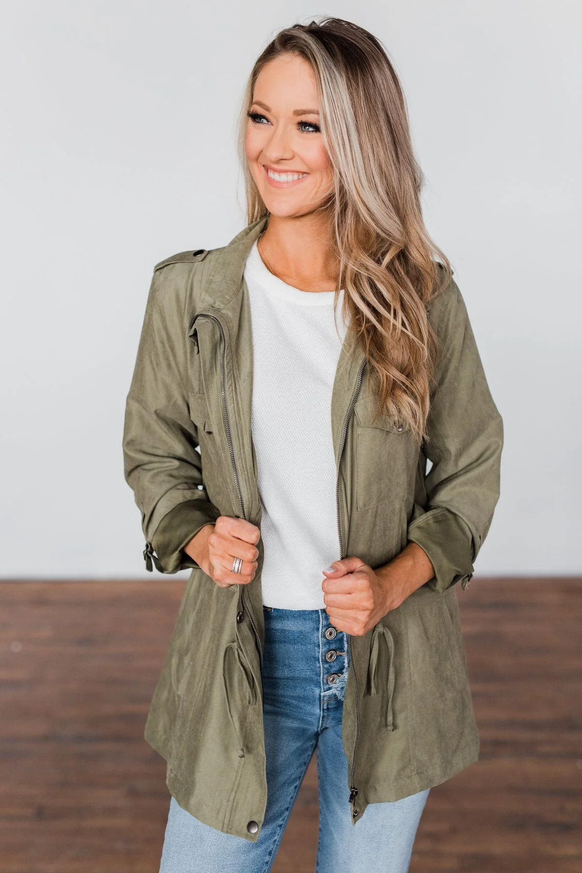 Care About You Lightweight Jacket- Olive - Image 2