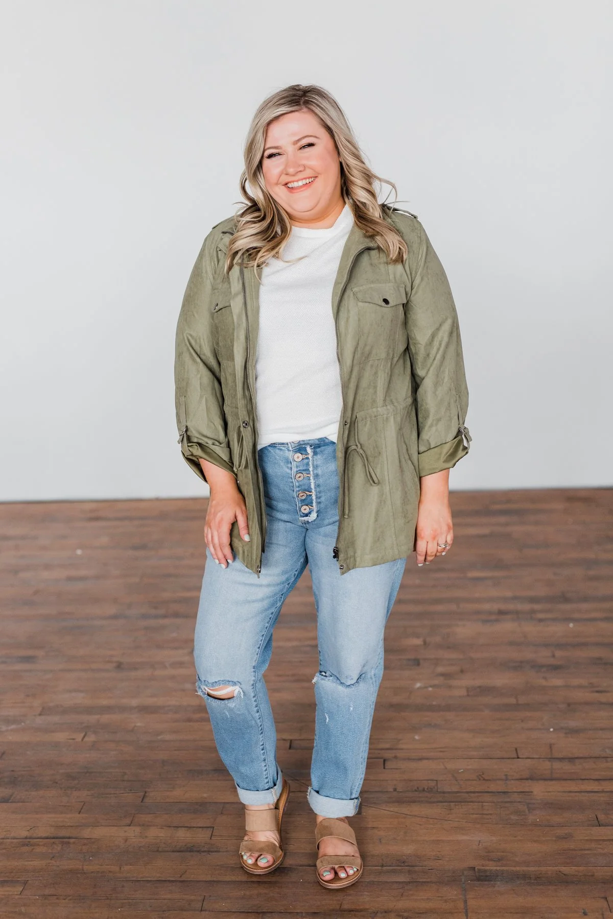 Care About You Lightweight Jacket- Olive - Image 3