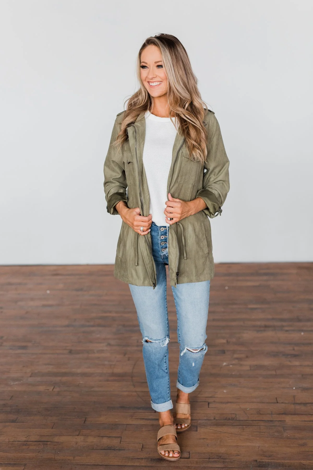 Care About You Lightweight Jacket- Olive - Image 4