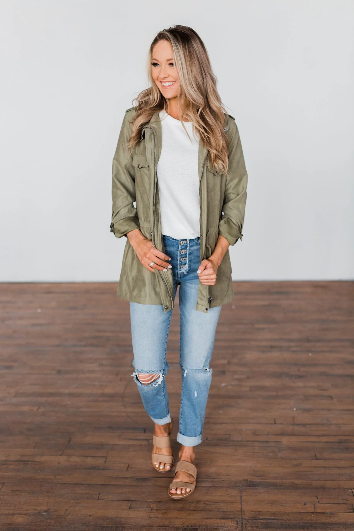 Care About You Lightweight Jacket- Olive - Image 7