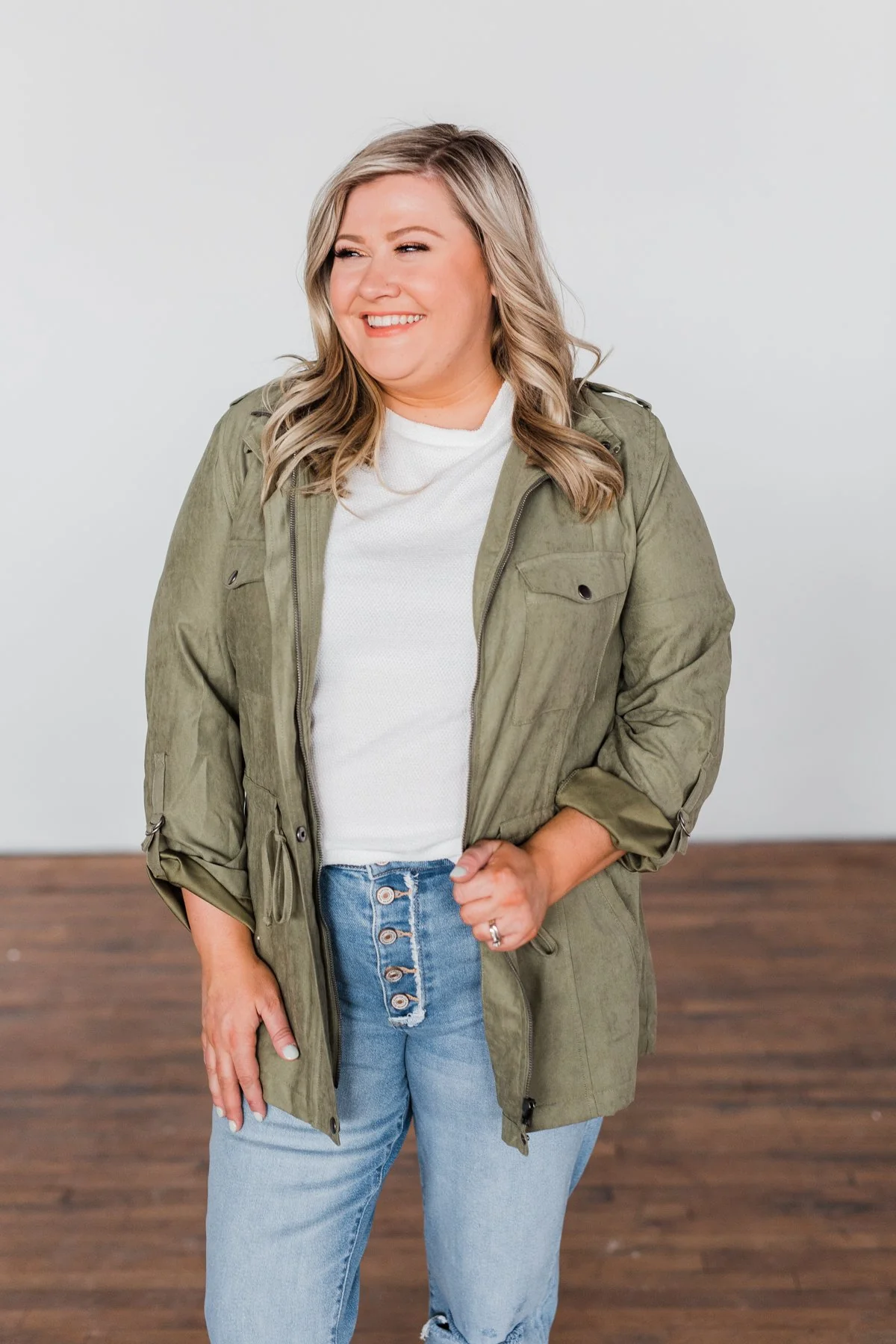 Care About You Lightweight Jacket- Olive - Image 8