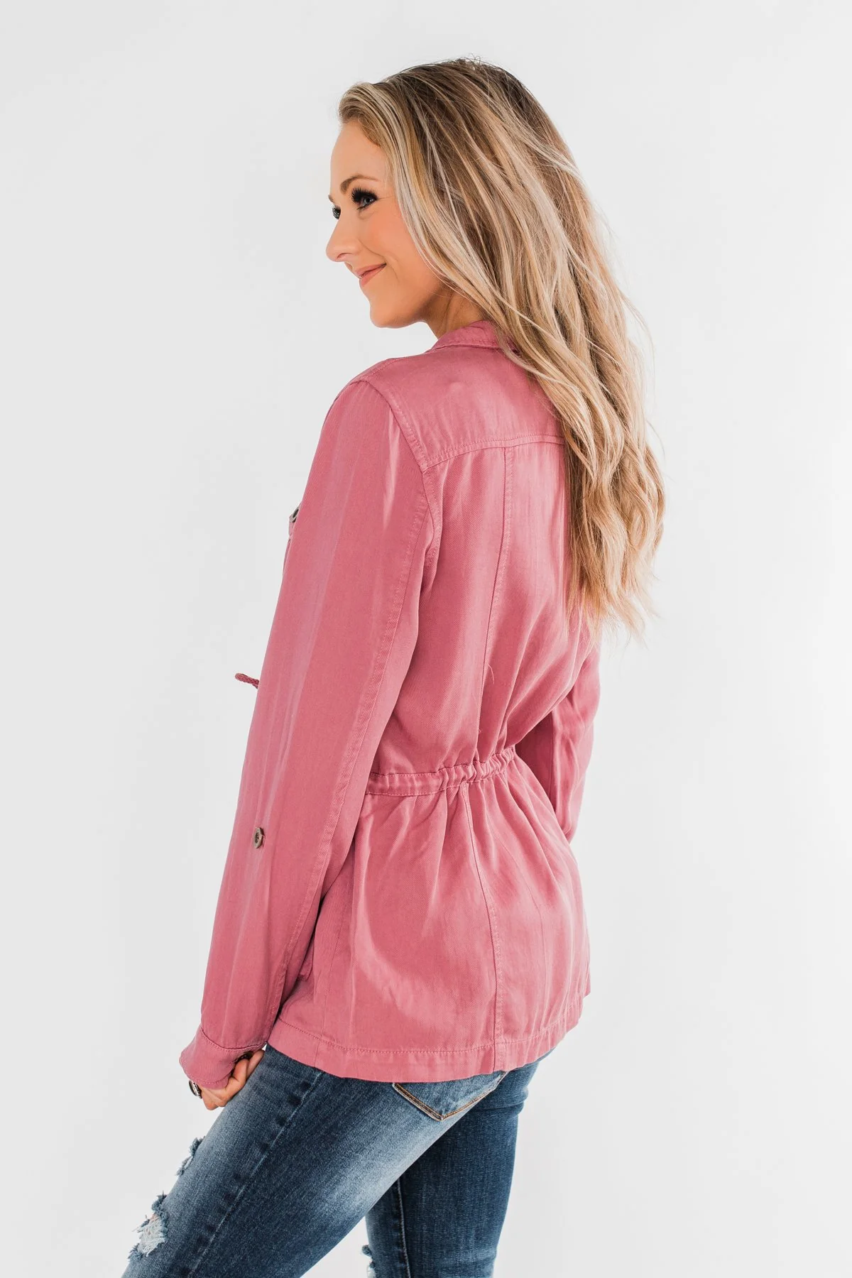 Carried Away Drawstring Waist Jacket- Mauve - Image 10
