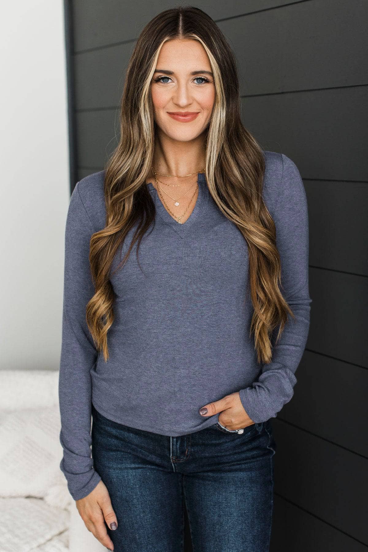 Casual Adventures Long Sleeve Top- Skipper Blue - Image 4