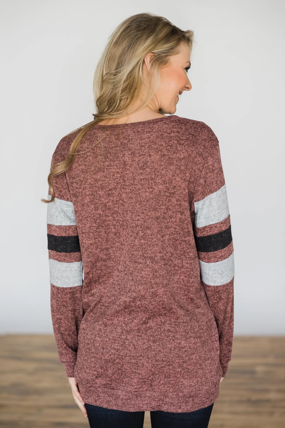 Casual Beauty Long Sleeve Top - Maroon - Image 6