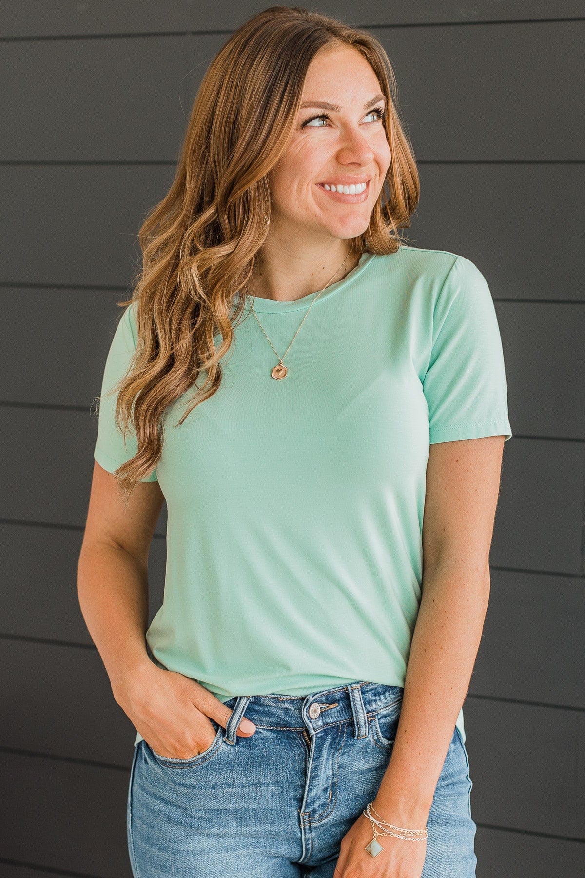Casual Crush Short Sleeve Top- Mint Blue - Image 2