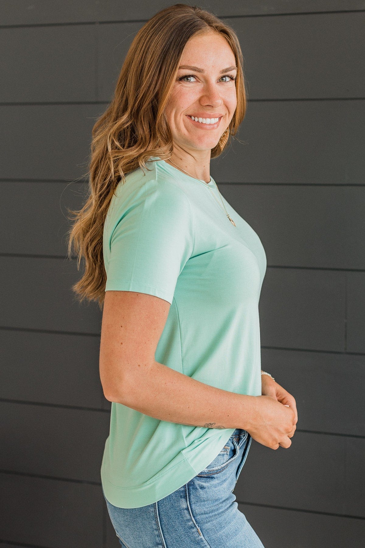 Casual Crush Short Sleeve Top- Mint Blue - Image 6