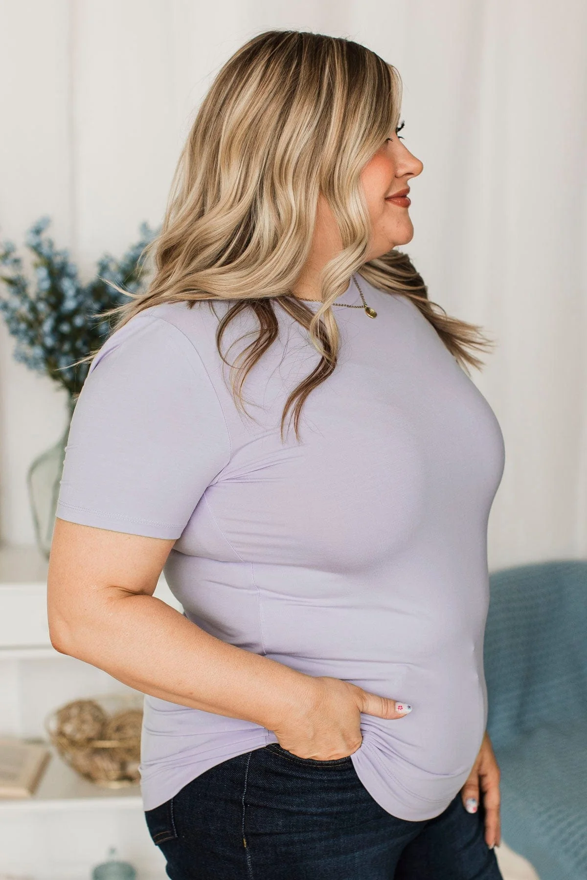 Casual Crush Short Sleeve Top- Pale Lavender - Image 5