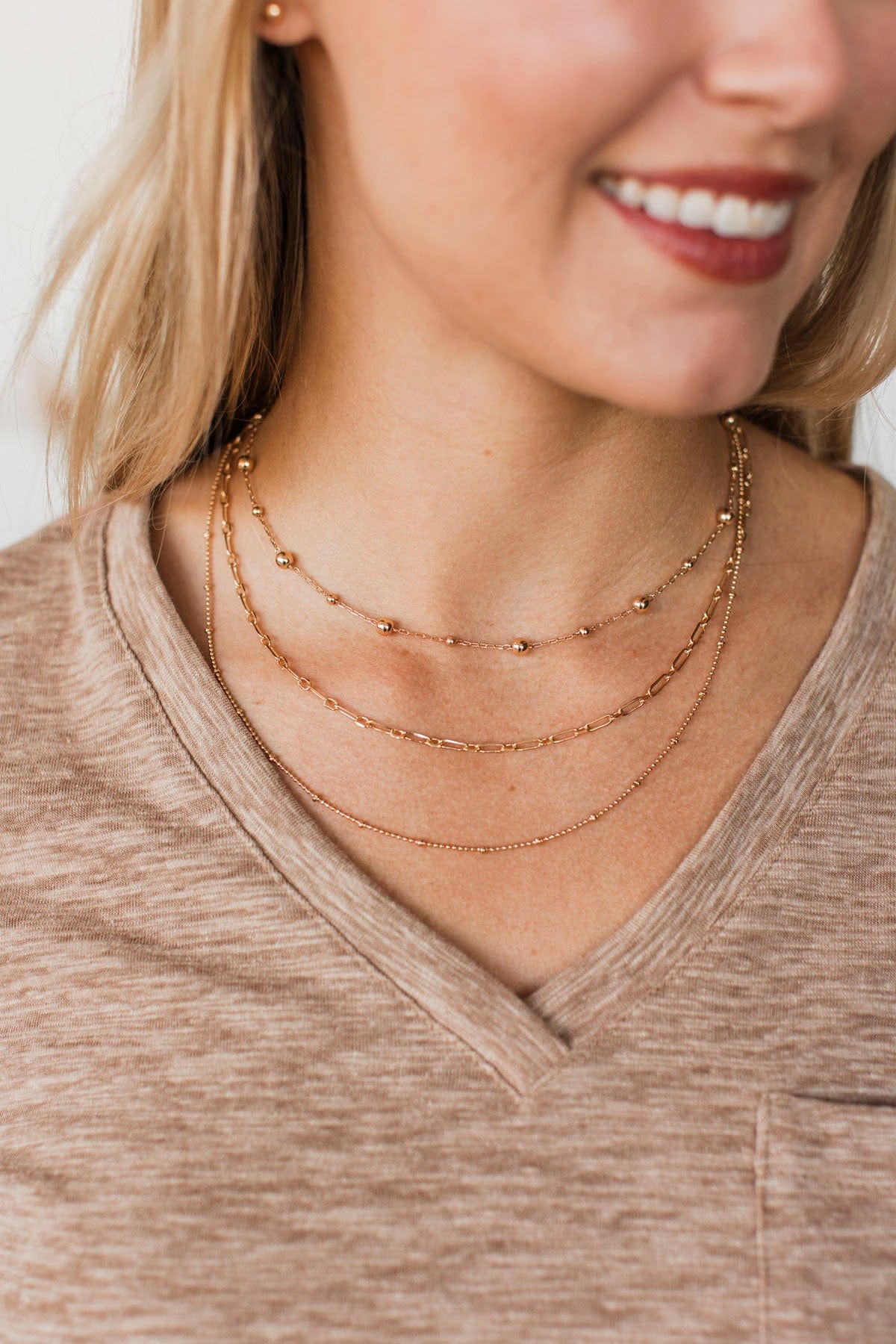 Casual Glamor Layered Necklace- Gold - Image 2