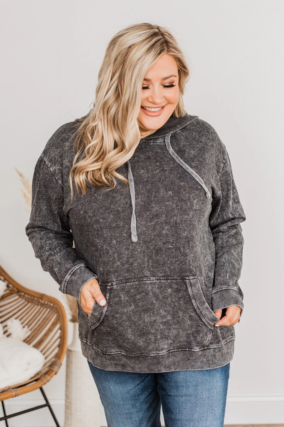 Casual Night In Drawstring Hoodie- Black - Image 3
