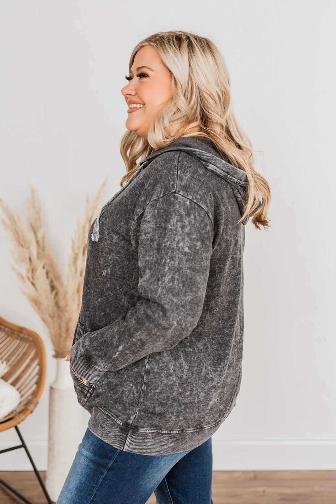 Casual Night In Drawstring Hoodie- Black - Image 5